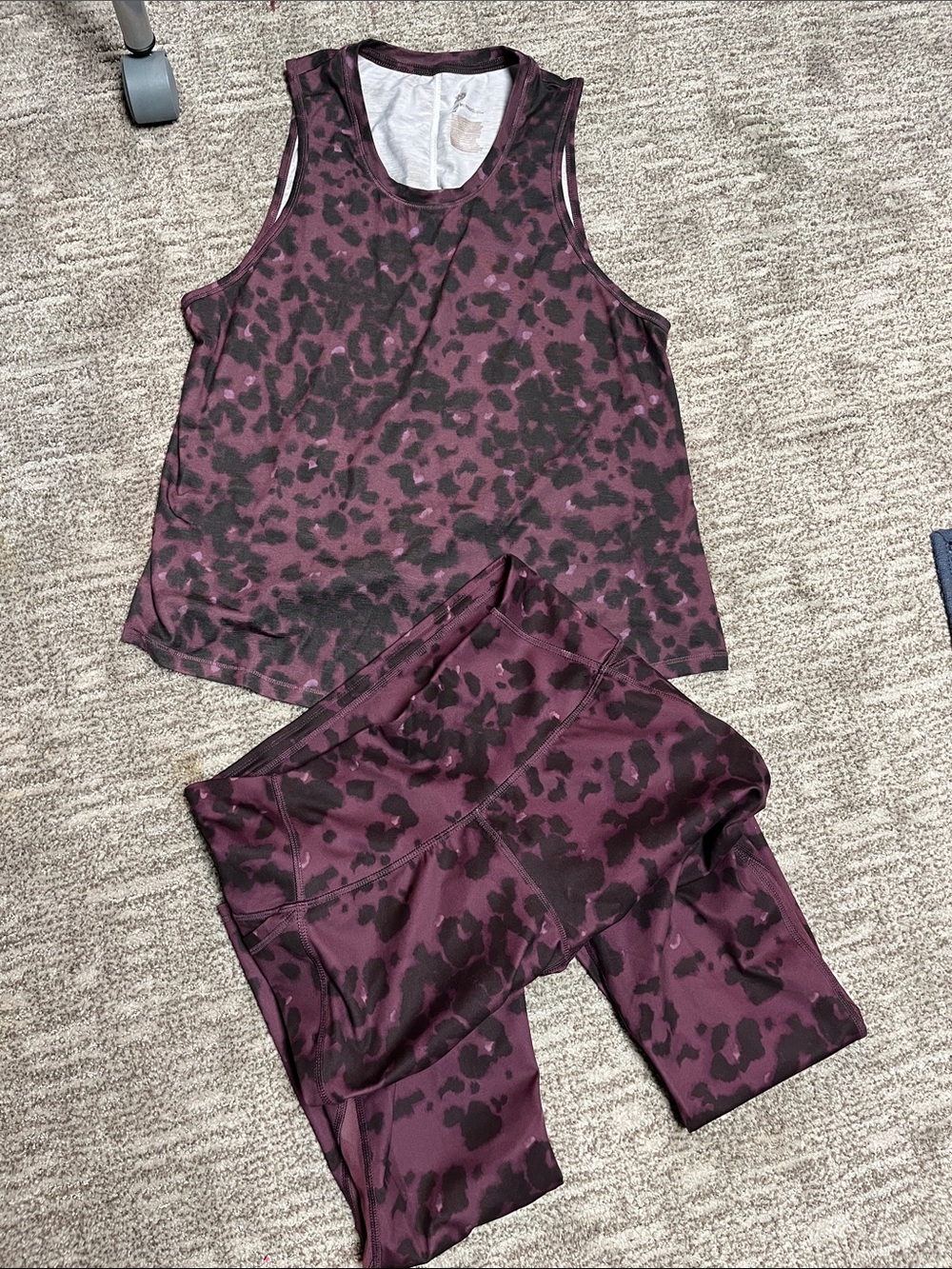All in motion Deep Purple and Black Leopard-Print Tank Top & Leggings